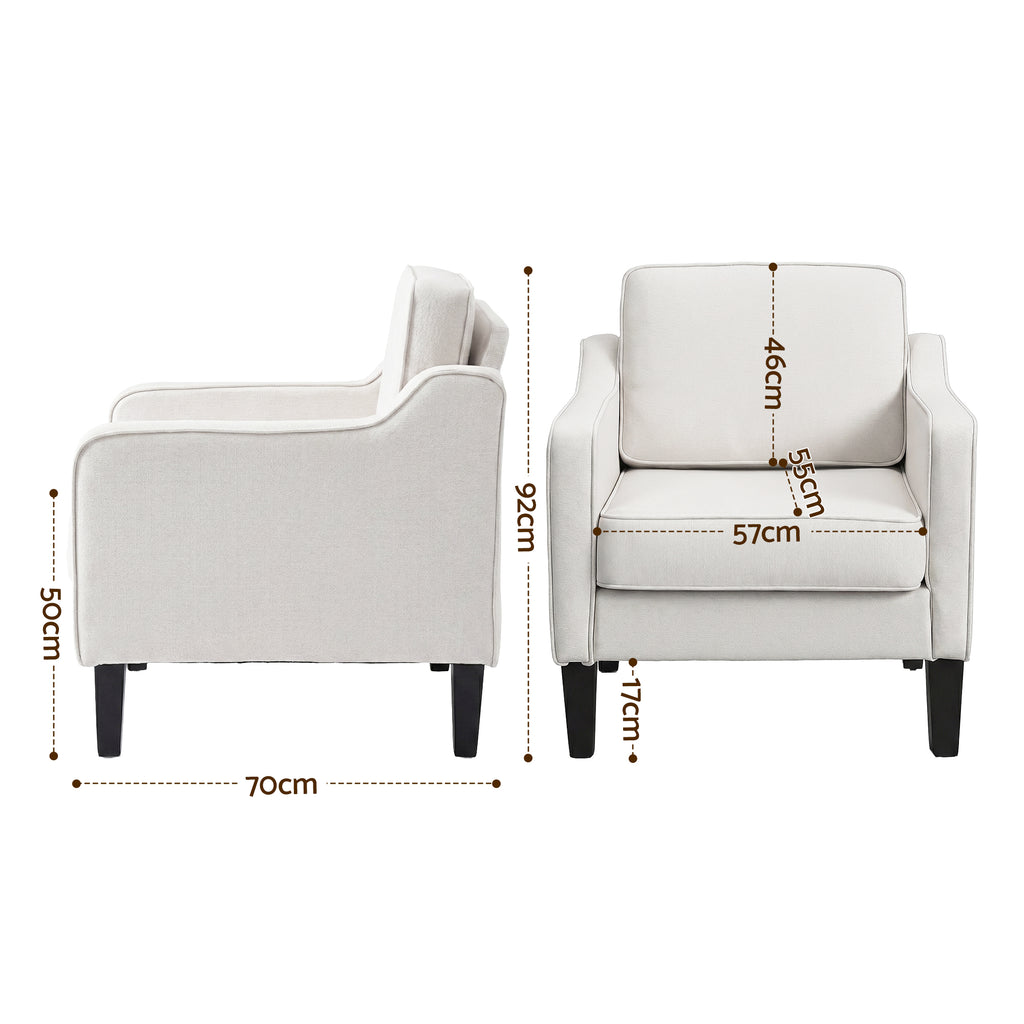 Artiss Armchair Lounge Accent Chair Linen Fabric Beige