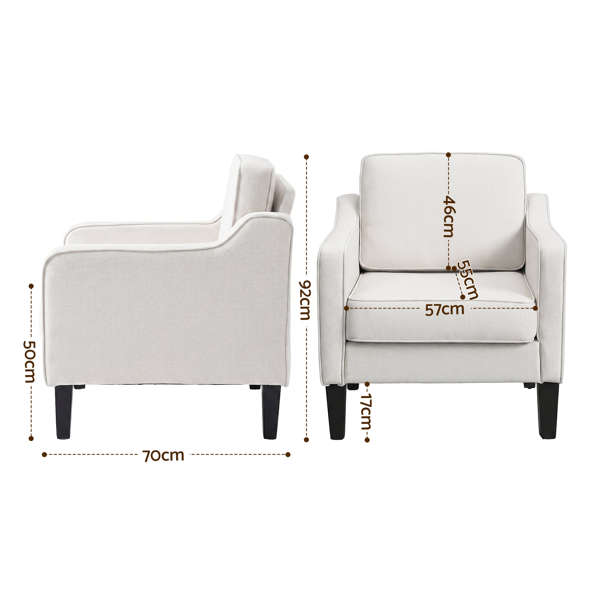 Artiss Armchair Lounge Accent Chair Linen Fabric Beige