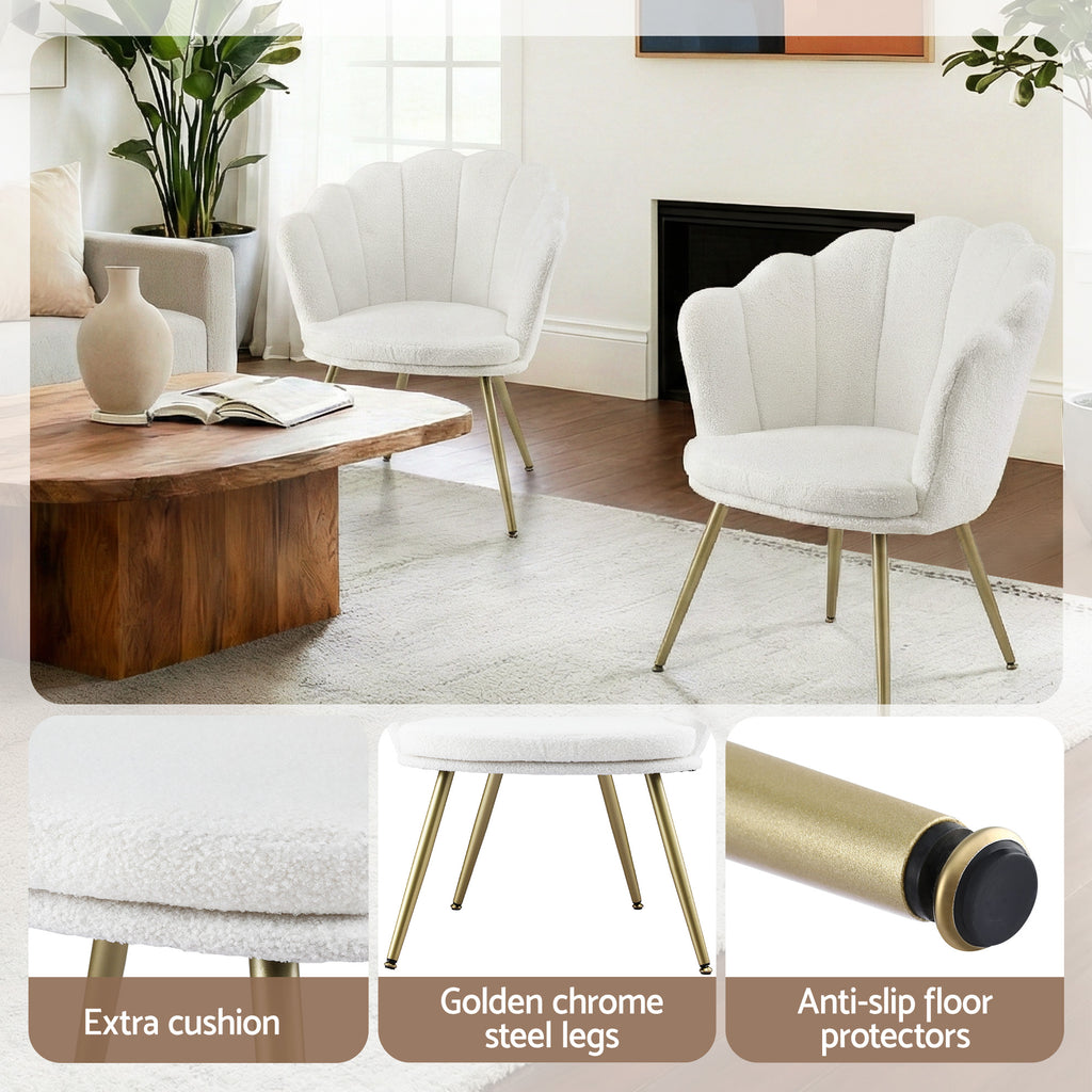 Artiss Armchair Teddy Fleece White Callista