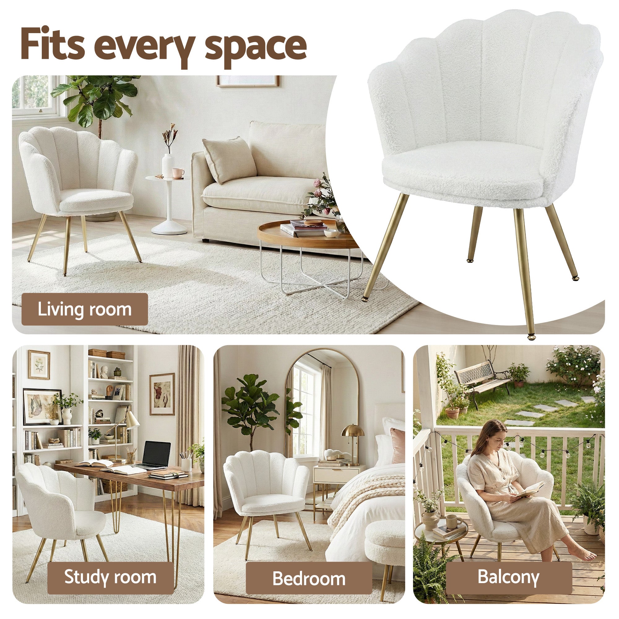 Artiss Armchair Teddy Fleece White Callista