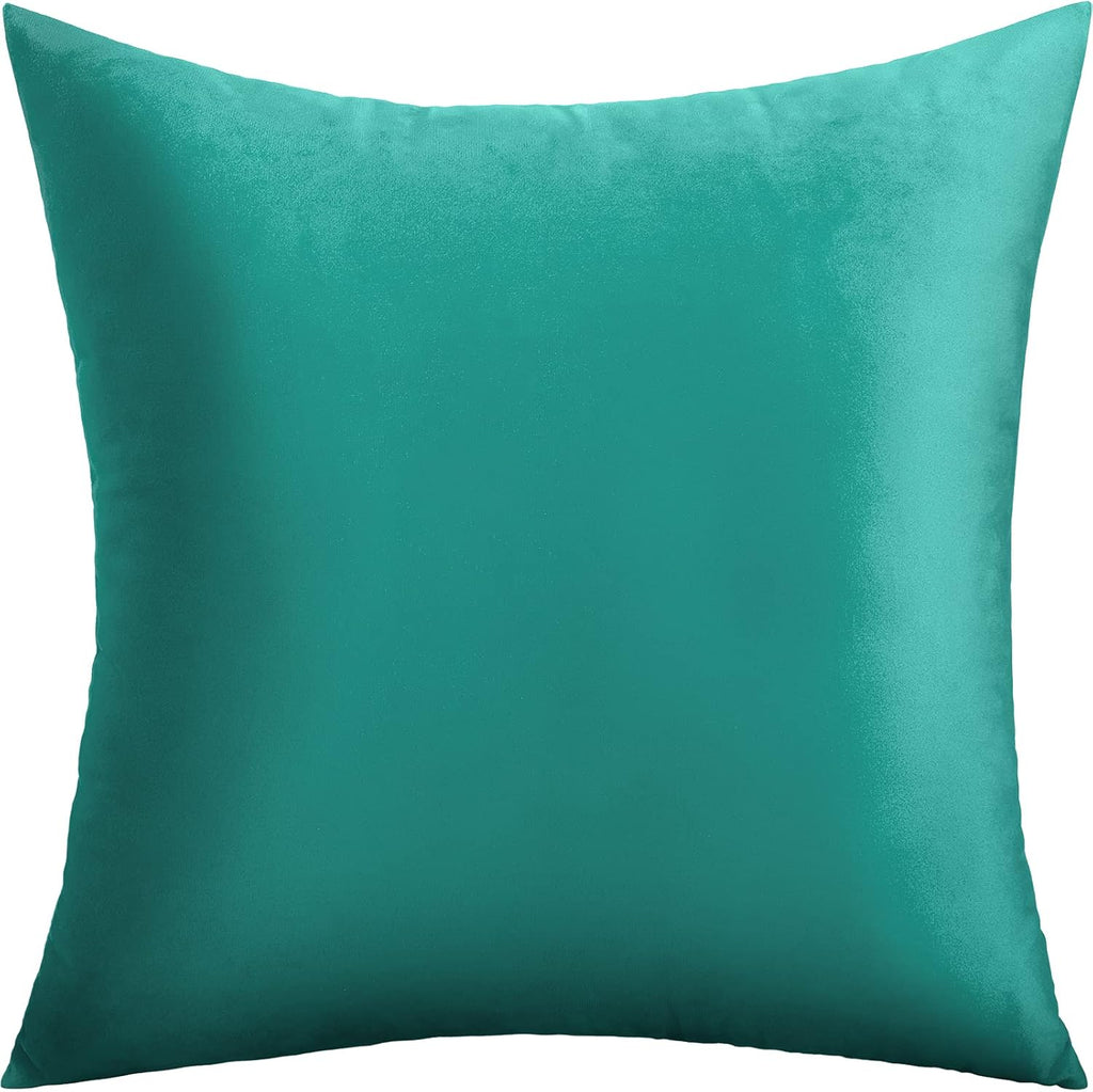Not Fade Velvet Soft Solid Decorative Throw Pillow Covers Square Cushion Case for Sofa Bedroom Car 18 x 18 Inch 45 x 45 cm, Aqua Green