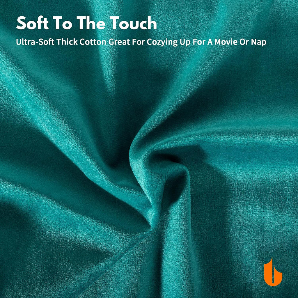 Not Fade Velvet Soft Solid Decorative Throw Pillow Covers Square Cushion Case for Sofa Bedroom Car 18 x 18 Inch 45 x 45 cm, Aqua Green