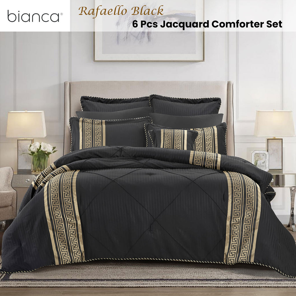 Bianca Raffaello Black 6 Pcs Jacquard Comforter Set Queen/King
