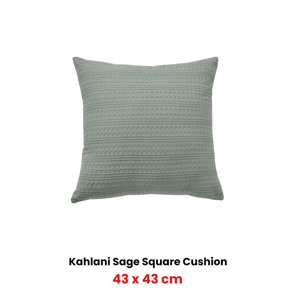 Bianca Kahlani Sage Waffle Square Filled Cushion 43 x 43cm
