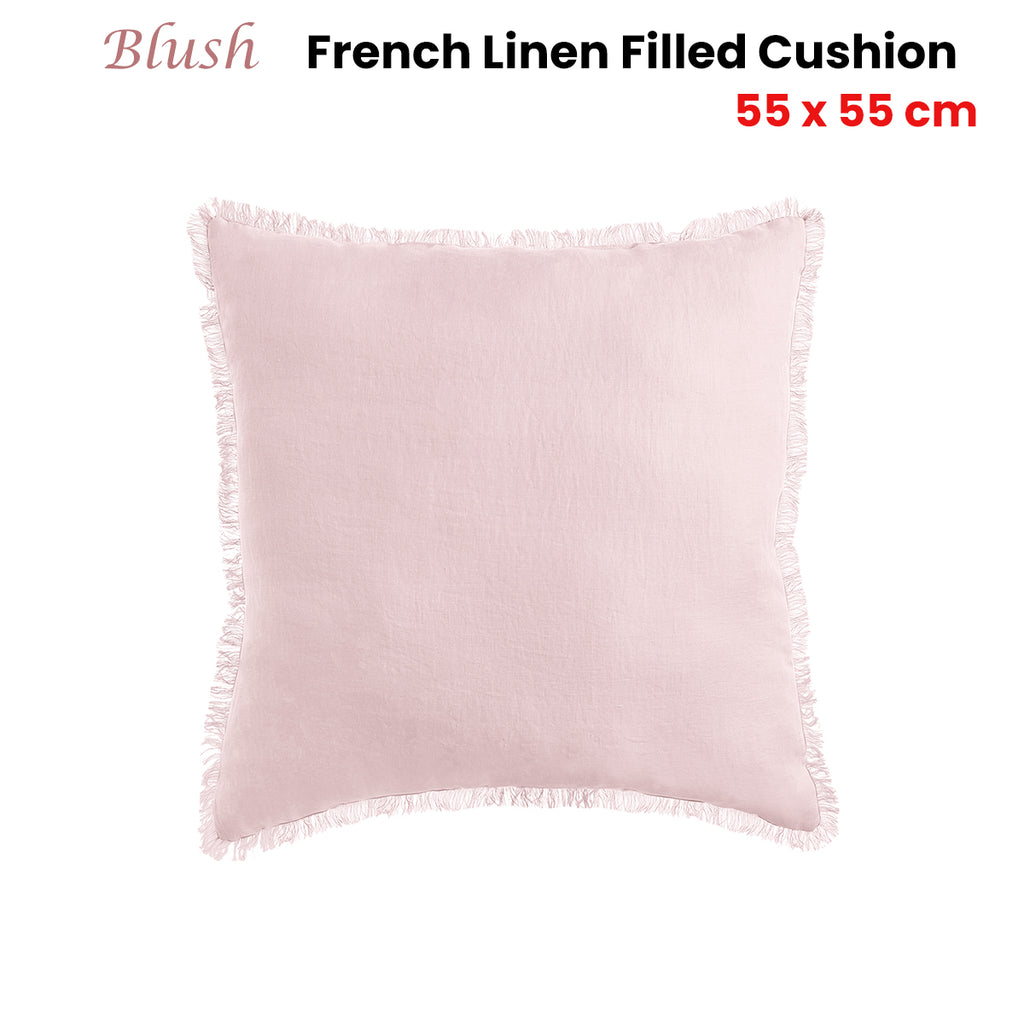 Vintage Design Homewares Blush French Linen Filled Cushion Square - 55cm x 55cm
