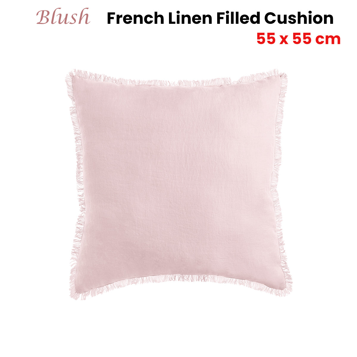 Vintage Design Homewares Blush French Linen Filled Cushion Square - 55cm x 55cm