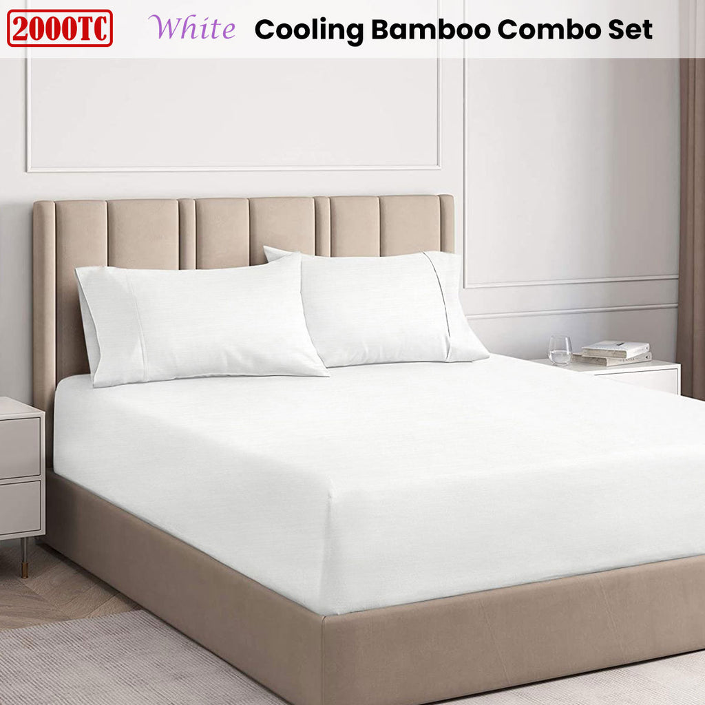 Ramesses White 2000TC Cooling Bamboo Combo Set King Single