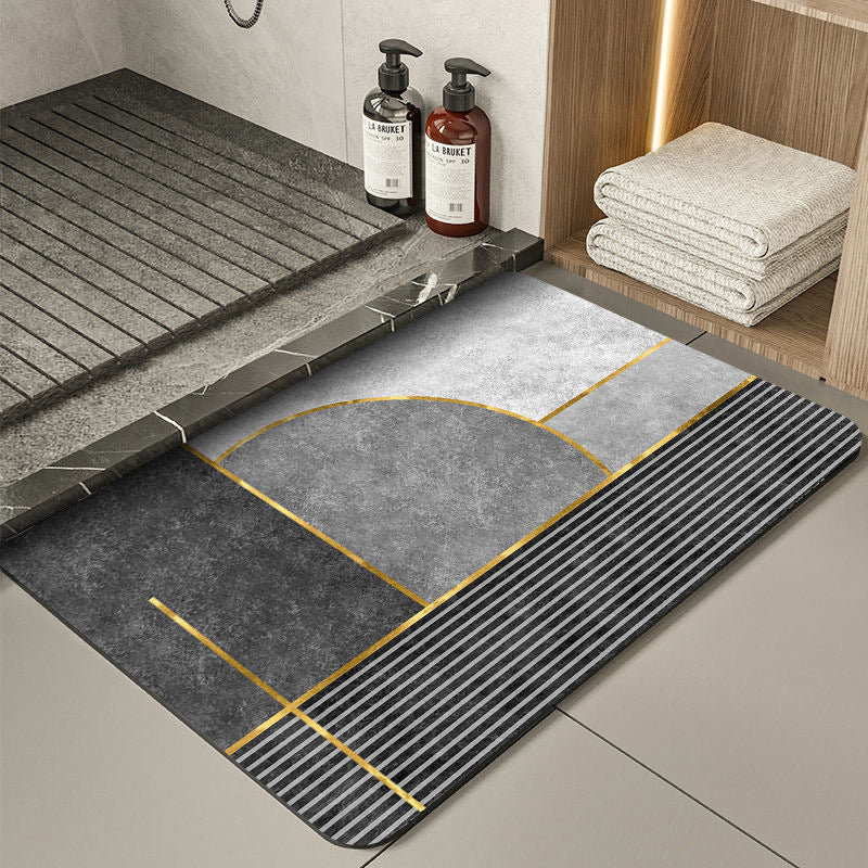 Modern Geometry Modern Absorbent Diatomaceous Earth Bath Mat - Quick Dry, Non-Slip, Soft Bathroom Floor Mat