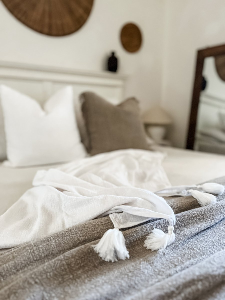 Cotton Throw in White | Natural Fibre Homewares