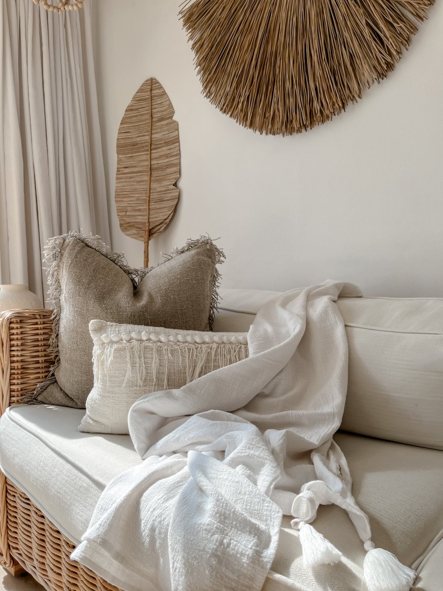 Cotton Throw in White | Natural Fibre Homewares